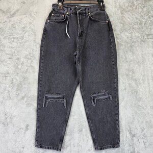 ASOS Design Jeans Womens 28 Black Petite High Rise Distressed Ripped 26 Inseam